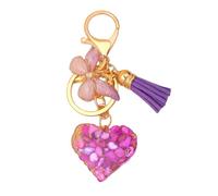 UncleS Porte-clés Coeur En Résine Rempli De Paillettes Voiture Doux Papillon Breloque Ornement Suspendu