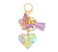 UncleS Porte-clés Coeur En Résine Rempli De Paillettes Voiture Doux Papillon Breloque Ornement Suspendu