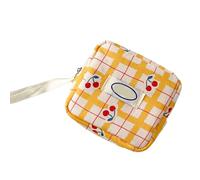 UncleS Sac cosmétique à carreaux avec motif de fruits Taille compacte Séparateur intérieur Maquillage portable pour femmes en taille de poche Sac cosmétique Organisé, Grille jaune