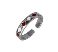 UncleS Styles coréens tendance Arcs d'huile goutte à goutte Anneaux pour femmes et filles Réglable Couleur argentée Bagues Doigts Accessoires de mode Motif plaids, comme décrit