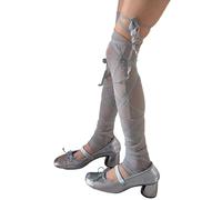 UncleS Styles de ballet Manchons de jambe résille avec attaches pour femmes esthétiques Cuisses Chauffe-jambes Chaussettes sans pieds longues Romantiques Légères Chaussettes sans pieds superposées