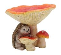UncleS Unique Hérisson Résine champignon Figurine Mangeoire à oiseaux Sculpture animale pour cour de jardin ou terrasse Décoration Ornement Sculpture extérieure