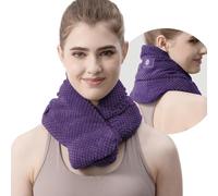 UNCN Coussin chauffant pour le cou au micro-ondes avec housse lavable, large lesté, soulagement de la douleur, sac chauffant pour thérapie par le blé (violet)
