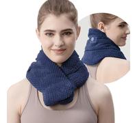 UNCN Coussin chauffant pour le cou au micro-ondes avec housse lavable, large lesté, soulagement de la douleur, sac chauffant pour thérapie par le blé (bleu)