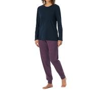 Uncover by Schiesser Damen Schlafanzug Set Shirt Langarm mit Langer Schlafhose-Nachtwäsche Ensemble de Pijama, Bleu Nuit 182853, 44 Femmes