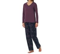 Uncover by Schiesser Damen Schlafanzug Set Shirt Langarm mit Langer Schlafhose-Nachtwäsche Ensemble de Pijama, Prune_182853, 42 Femmes