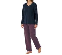 Uncover by Schiesser Damen Schlafanzug Set Shirt Langarm mit Langer Schlafhose-Nachtwäsche Ensemble de Pijama, Bleu Nuit 182852, 48 Femmes