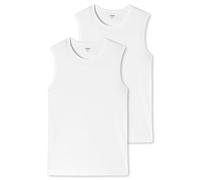 Schiesser Maillot de corps – Lot de 2 débardeurs, col rond, épaules larges, coton, Blanc XL Homme