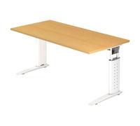 UNDA 16 W | Bureau - 160 x 80 réglable en hauteur Hêtre/Blanc