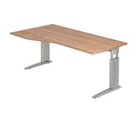 UNDA 18 S | Bureau - 180 x 100 Noyer/Argent réglable en hauteur