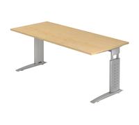 UNDA 19 S | Bureau 180 x 80 réglable en hauteur Érable/Argent