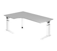 UNDA 82 W | Bureau - 200 x 120 réglable en hauteur Gris/Blanc
