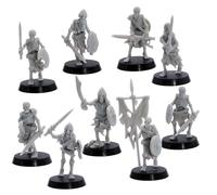 Undead Skeleton Warriors Miniatures Set - 9 modèles en résine avec unité de commande pour RPG de table | Figurines de l'armée morts-vivants à l'échelle 28 mm - 32 mm | DnD, Pathfinder, Wargames |