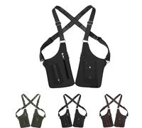 Under Arm Shoulder Bag for Men-Premium Leather Adjustable Underarm Shoulder Bag Water Resistant Anti-Theft Hidden Storage with Double for Men, Women Leather Armor (Black)