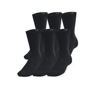 Under Armour Chaussettes Essential Crew – lot de 6 unisexe, sport ultra-fines, Noir/Castlerock LG