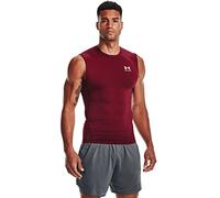 Under Armour Armour Heatgear-Camiseta De Compresión Sin Mangas Chemise, Cardinal/Blanc, XL Hommes