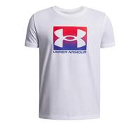 Under Armour Boxed Sports Update Manches Courtes Garçons, T-Shirt garçon Confortable et Respirant, T-Shirt Manches Courtes en Coton mélangé, White/Royal, YLG, White/Royal, YMD