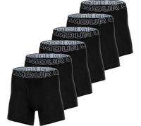 UNDER ARMOUR Boxers Hommes, Lot de 6 - Performance Coton Boxer Briefs- Solid 6", Stretch, Coton mélangé Noir XL