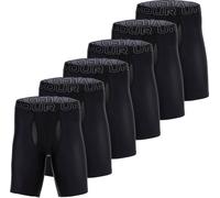 UNDER ARMOUR Boxers pour hommes, pack de 6 - Performance Tech Long Boxer Solid 9", stretch, uni Noir M