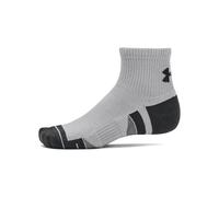 Under Armour Chaussettes de sport UA Performance Tech unisexes - Lot de 3 paires de chaussettes trois-quarts pour le sport - Chaussettes respirantes avec soutien de la voûte plantaire, gris/blanc/gris