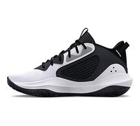 Under Armour Chaussures de Basketball Unisexe Grade School UA Lockdown 6 Court Performance, 101 Blanc Noir, 40 EU