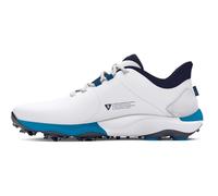 Under Armour Chaussures de golf Drive Pro Wide pour homme, (101) Blanc/Capri/Bleu marine minuit, 12 Wide