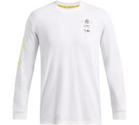 Under Armour Curry Verbiage T-shirt à manches longues pour homme, Blanc/jaune/noir, M
