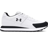Under Armour Essential Runner Hommes, chaussures de sport ultra-légères, respirantes et confortables, chaussures homme en daim au look rétro, White / Black / Black, 9, White / Black / Black, 43