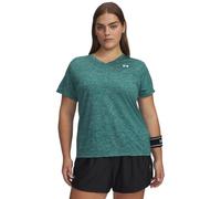 Under Armour Femme Tech Twist Short Sleeve V Neck T-Shirt, Rack Vert / / Blanc, L EU