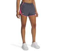 Under Armour Femme UA Fly by 3'' Shorts, Castlerock/Super Pink/Réfléchissant, S EU