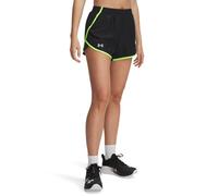 Under Armour Fly by Short 3 Pouces Femmes, Short Running léger pour Femme, Short Femme Respirant pour Le Sport, Black/Hyper Green/Reflective, XL