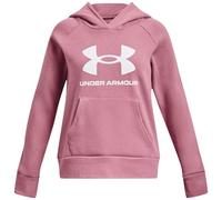 Under Armour Girls' Standard Rival Fleece Big Logo Hoodie, (697) Pink Elixir / / White, Small