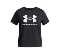 Under Armour Grand Logo Manches Courtes Filles, T-Shirt Fille Respirant et au séchage Rapide, T-Shirt Logo à Manches Courtes Confortable, Black/White, YLG