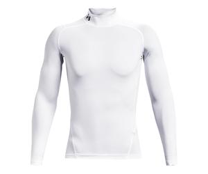 Under Armour Heatgear Comp Mock Haut Manches Longues Hommes-Blanc, Taille XXL