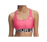 Under Armour HeatGear Soutien Moyen Logo, Soutien-Gorge de Sport Confortable et Respirant, brassière Femme à Maintien modéré avec Bretelles croisées, Super Pink/White, L, Super Pink/White, XL