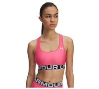 Under Armour HeatGear Soutien Moyen Logo, Soutien-Gorge de Sport Confortable et Respirant, brassière Femme à Maintien modéré avec Bretelles croisées, Super Pink/White, L, Super Pink/White, XL