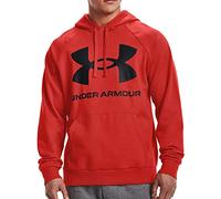 Under Armour Homme Rival en Polaire avec Grand Logo Sweat shirt capuche, Rouge Rayonnant (839) /Noir, L EU