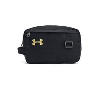 Under Armour Kit de Voyage Contain, trousse de voyage résistante à l'eau, kit de voyage avec poche avant zippée, Unisexe, Black / Metallic Gold, OSFM