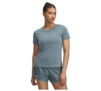 Under Armour Launch Manches Courtes Femmes, T-Shirt Running léger avec détails réfléchissants, T-Shirt Femme pour la Course à Pied, Jasper Blue/Reflective, L, Jasper Blue/Reflective, LG