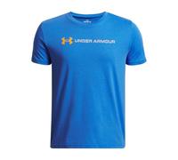 Under Armour Logo Manches Courtes Garçons, T-Shirt Logo Confortable pour garçons, T-Shirt Manches Courtes Respirant et au séchage Rapide, Blue Atlantis/Mod Gray, YLG, Blue Atlantis/Mod Gray, YSM