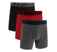 Under Armour Lot de 3 Boxers pour Homme en Coton Performance, Longueur Jambe 15 cm - Respirant, évacuation de l’humidité, Toucher Doux, Confort Toute la journée, Noir/Gris/Rouge, 5XL