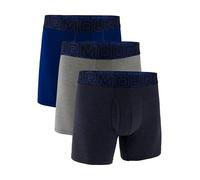 Under Armour Lot de 3 Boxers pour Homme en Coton Performance, Longueur Jambe 15 cm - Respirant, évacuation de l’humidité, Toucher Doux, Confort Toute la journée, Bleu/Gris/Bleu Marine, 3XL