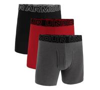 Under Armour Lot de 3 Boxers pour Homme en Coton Performance, Longueur Jambe 15 cm - Respirant, évacuation de l’humidité, Toucher Doux, Confort Toute la journée, Noir/Gris/Rouge, S