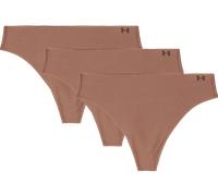 Under Armour Pure Stretch 3-Pack No Show Thong Sous-vêtements pour femme M Marron