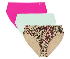 Under Armour Pure Stretch 3-Pack Printed No Show Bikini Sous-vêtements pour femme M Multicolore