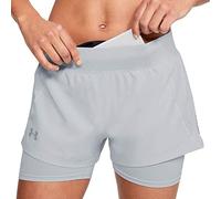 Under Armour Qualifier Speedpocket 2-in-1 Short Femme Gris FR : S (Taille Fabricant : Taille SM)