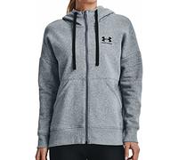 Under Armour Rival Fleece Hoodie with Full Zip Hauts en Polaire, Gris, M Femme