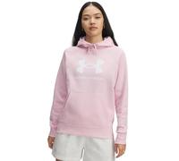 Under Armour – Sweat à capuche Rival – Polaire, grand logo – Rose Prime/Blanc, X-Small