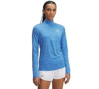 Under Armour Tech 1/2 Zip-Twist-Shirt Femmes, T-Shirt à Manches Longues et Demi-Zip pour Femmes, Sweat Fin Doux, Respirant et au séchage Rapide, Blue Atlantis/White, SM
