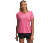 Under Armour Tech Manches Courtes col en V-Twist, T-Shirt Femme col V Confortable et au séchage Rapide, T-Shirt de Sport Respirant, Femmes, Super Pink/White, L, Super Pink/White, SM
